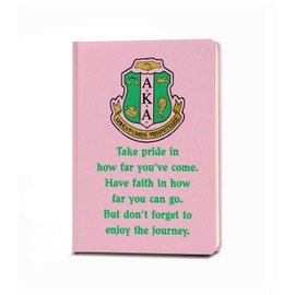 JOHSBYD AKA Sorority Gift Leather Notebook for Women Girls Pink and Green Greek Sorority Journal Notebook Inspirational Birthday Christmas Gifts for Sister Friends (Take Pride)