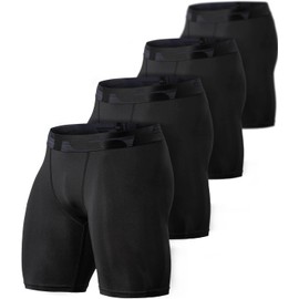 TSLA Men's Athletic Compression Shorts Pack of 4, Sports Performance Active Cool Dry Running Tights MUS78-BLK X-Large