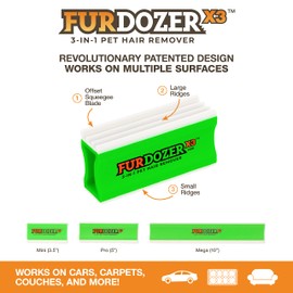 FurDozer X3 Mini 3-in-1 Pet Hair Remover & Auto Detailer - Remove Fur & Lint from Multiple Surfaces Green