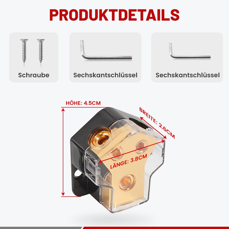 RED WOLF 2-Way Distribution Block Power Distribution Block for Car
