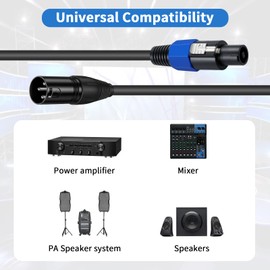 Maxhood Speakon to XLR Cable 6ft, 18 Guage AWG Speakon Plug Male to 3 Pole XLR Jack Male Audio Cable with Twist Lock for Studio Microphone Recording, Stage Lighting (XLR Male)