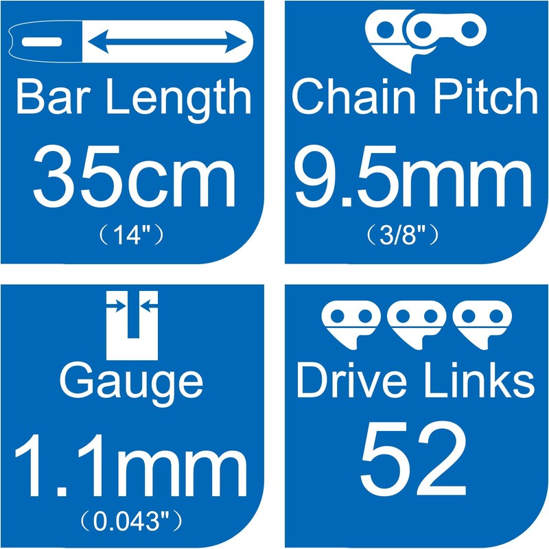 Opuladuo 2X 14 Inch (35 cm) Chainsaw Chains for Einhell