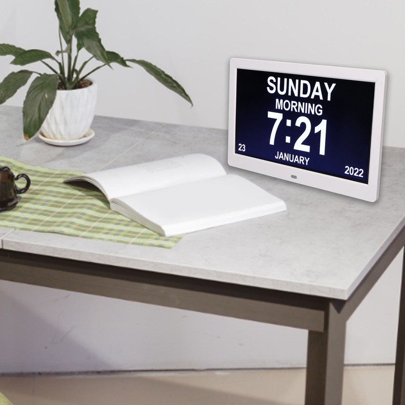 Digital Photo Frame 10in 1024x600 LCD Alarm Clock Remote Control