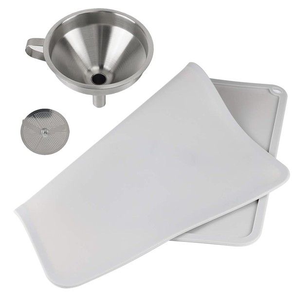 YOOPAI Funnel and Mat, Stainless Steel Filter Funnel & Silicone Slap Mat Cleaning Kit for Filtering Resin and Recover Liquid, Non-Stick Food Pad Waterproof Protect Work Surface