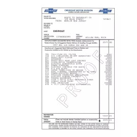Bel Air 1955 1956 1957 Reproduction Dealer Manufacturer’s Retail Window Sticker