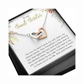 Best Friend Female Gift, To My Soul Sister Necklace, Interlocking Hearts Necklace, Unbiological Sister Gift, Long Distance Friendship Gift You are my best friend my soul sister my chosen family