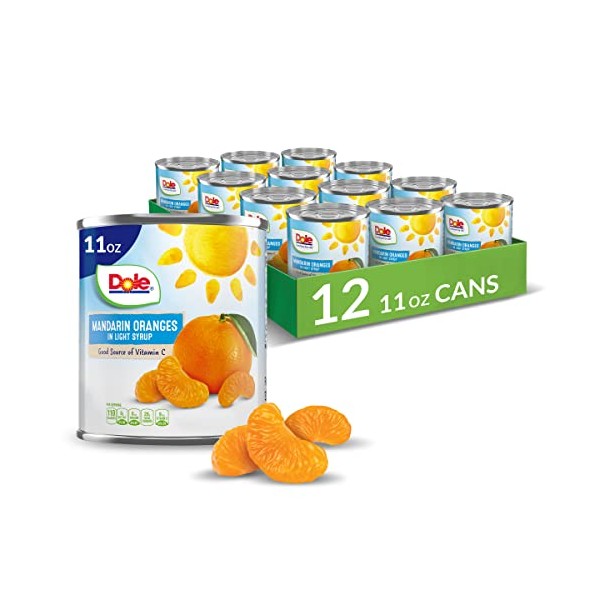 Dole Canned Mandarin Oranges, All Natural Fruit in Light Syrup, 11 Oz, 12 Count