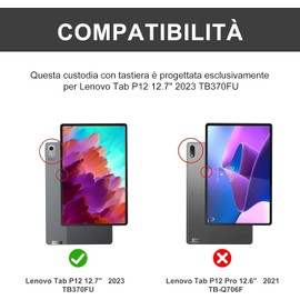 Occtingkind Tastatur für Lenovo Tab P12 12,7 Zoll, Hülle mit Tastatur für Lenovo P12 Tablet, Cover Touchpad magnetische intelligente Bluetooth-Tastatur für Lenovo P12 Pro, italienisches Layout, USB C,