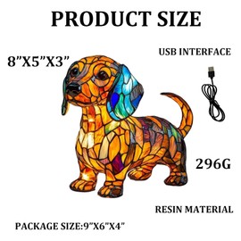 Dachshund lamp, Dog lamp,Dogs Series Art Night Light, Cute Pet Dogs Themed Tabletop LED Night Light, Vintage Home Decor, Fun Gift for Dog Lover (Dachshund)