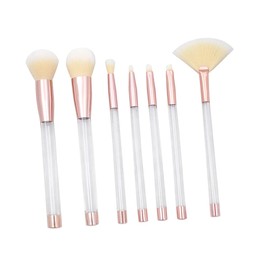 Healeved 7pcs Cosmetics Brush Make up Makeup Cosmetic Kit Lady Tools Transparent Handle Brush Concealer Brush Eyeshadow Brush Matte Blush Suit Powder Brush Travel Crystal Paint