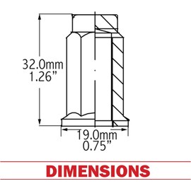 Wheel Accessories Parts 16 Pcs M10x1.25 Thread Flat Seat 28mm 1.10" Long Lug Nuts Red 14mm Hex Fits Artic Cat Polaris Yamaha
