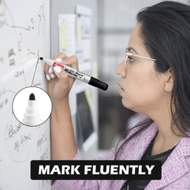 Whiteboard Marker, 12 Whiteboard Pens, Dry Erasable, Bullet Tip 3 mm, 3 Colours Whiteboard Pens Bullet Tip Set, Perfect for Home, School, Office (Pack of 12)