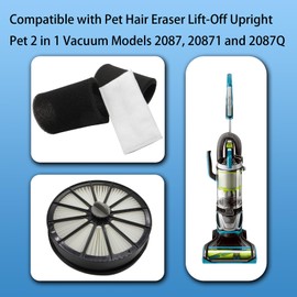 Aolleteau 2087 Filter Compatible with Bissell 2087 Series Pet Hair Eraser Lift-Off Upright Vacuum 2087 20872 20874 20878 2087Q 2087R (1 Pack Post-Motor Filter & 1 Pack Pre-Motor Filter)