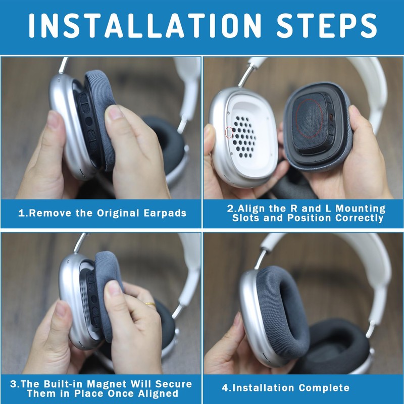 Adhiper Improved Replacement Ear Pads for 2024 Max Headphones, Mesh