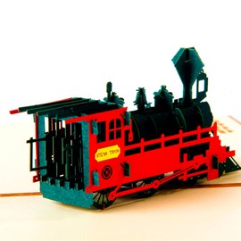 ENJOYPRO Train Pop Up Card, Birthday Card, Fathers Day Card, 3D Handmade Card Greeting Card With Envelope (3D Train, Pack of 1)