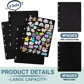 Enamel Pin Display Pages, Display and Trade Collection Pins in Any 3-Ring or 4-Ring Binder,8 Flip-Pages (4 Page Holes Felt,4 Page Thin Felt) Hold up to 320 Pins (Pins Not Included)