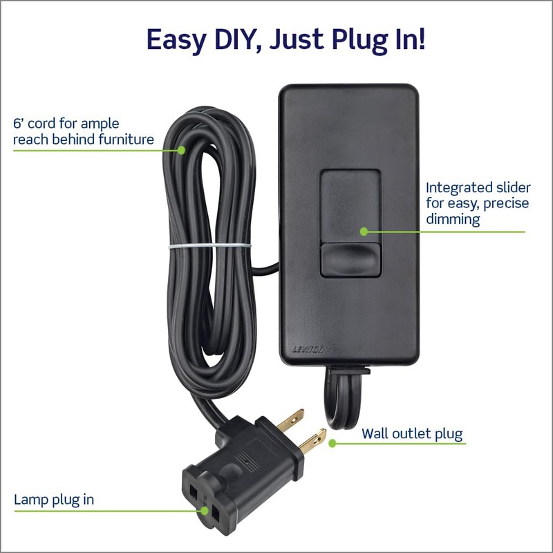 Leviton Table Top Plug in Lamp Dimmer for Dimmable LED,