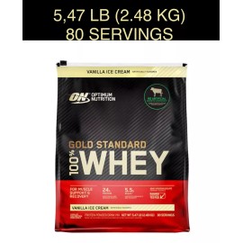 Optimum Nutrition 100% Whey Protein, Optimum Nutrition Gold Standard, 80 Servings, 24g Protein - Vanilla Ice Cream