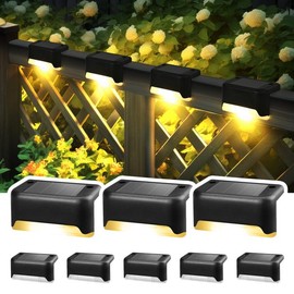 Solpex Waterproof Solar Lights for Outdoor Deck, Fence, Stairs, Yard, Patio and Path, Pack of 8, Black, Warm White Light