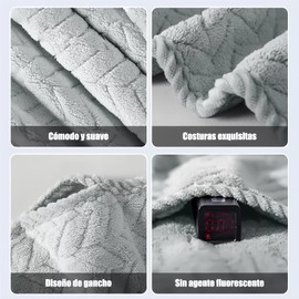 T-FOUR 3 Piezas Tuallas Toallas Baño Completo Grande 70×140 Cm Vellón Coral Fibras Superfinas Sin Pelusa Absorbentes Toalla de Baño Súper Suave y Muy Absorbente para Hogar (Gris Oscuro＋Café＋Azul)