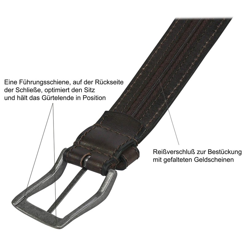 Harrys-Collection HC Women's Men's Safe Belt with Long Zip Buffalo