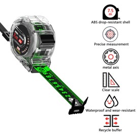 Tape Measure, Width 25mm Fluorescent Precision Measuring Tape, Stainless Steel Retractable Double Sided Graduated Tape Measure, Easy To Read Self-Lock Measuring Tape Measure,7.5M/24FT