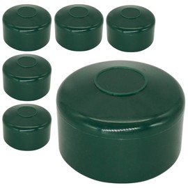 SKIR'CO Pack of 6 fence post caps, round, 48.3 mm, green, plastic caps for round, thick-walled fence posts, fence post covers, moss green, RAL 6005