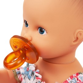 Götz 2153042 Aquini Girl Minimaxi Doll - 33 cm Bath Doll without Hair with Blue Painted Eyes - 7-Piece Set with Dummy - Baby Doll from 18 Months