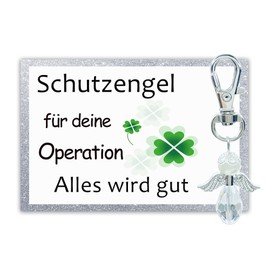 MKISHINE Guardian Angel Keyring for Operation - Alles wird gut - Lucky Charm Encouragement, Strengthening, Encouragement, Appeal, transparent
