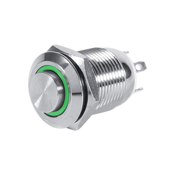 Keenso Auto Momentary Push Button, 4-Pin 1NO 12 mm LED