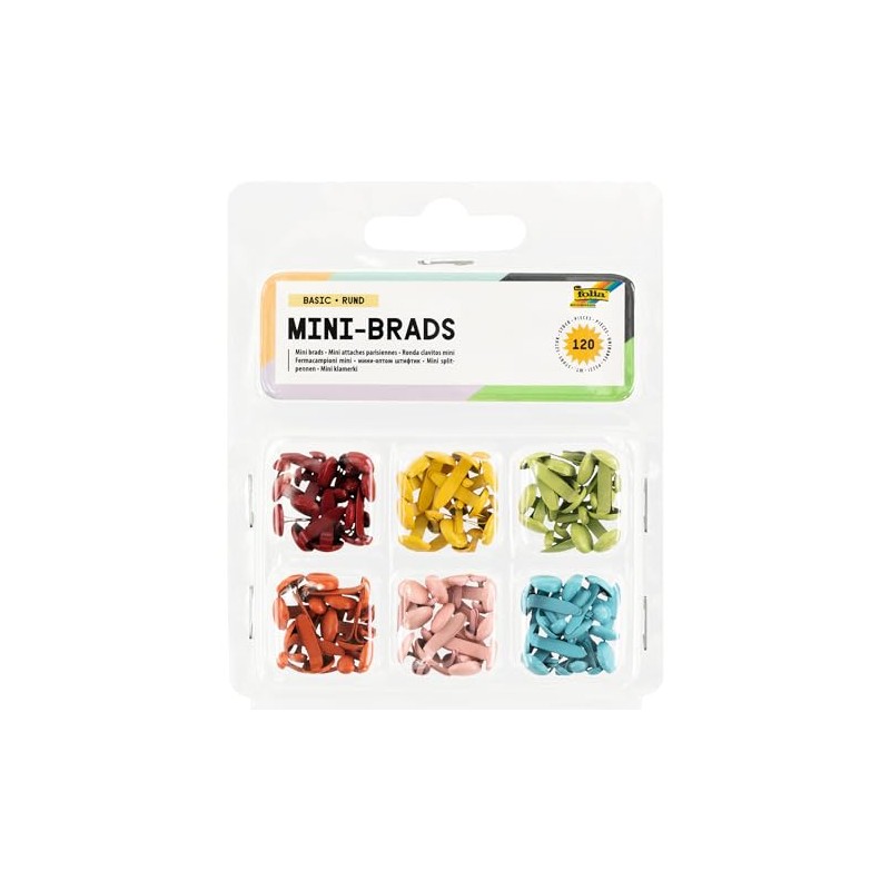 Folia Bringmann 12501 Patterned Brad Pins Round Assorted Pack of