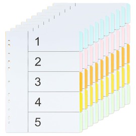 Pack of 10 Cardboard Index A4 5 Parts, Dividers for A4 Folders, Recycled Ring Binder Index DIN A4 Wide 11 Holes Perforated, 5 Tab Dividers 1-5 School Office Home, 150gsm (5-Piece)