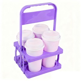 musbus Reusable Drink Carrier with Handle for Doordash, Grubhub, Portable Cup/Coffee Holder Accessories for Delivery, Foldable Drinks Caddy with Tray, Car Durable Plastic Festive Bottle, Vacation