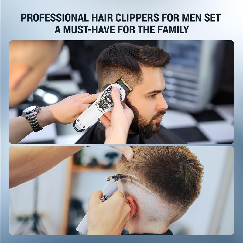 BESTBOMG® Hair Clippers & Trimmer Ceramic T-Blade Cordless Haircut Sets