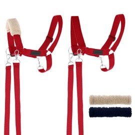 SKIPPI Halter for Hobby Horse - Red, Hobby Horse Accessories, Reins and 2 Pads in Set, Universal Size Halter Set