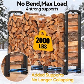Amagabeli 4ft Firewood Log Rack with Cover Outdoor Heavy Duty Firewood Rack With Weather Resistant 600D Oxford Fabric Cover Indoor Outdoor Wood Racks for Fire Wood Holder