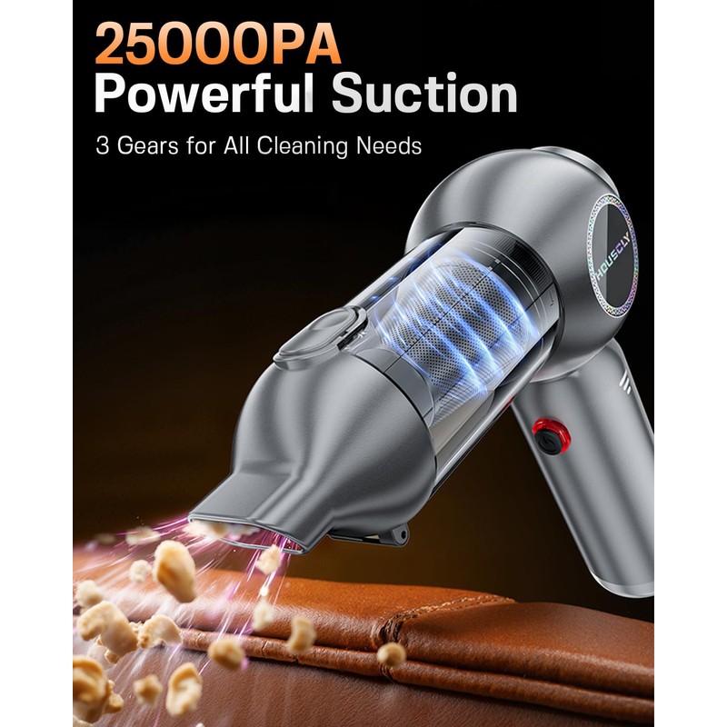 houscly Handheld Car Vacuum Portable Cordless 25000Pa High Power Small