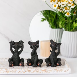 See Hear Speak No Evil Cat Figurines Set - Happy Cat Collection - Gifts for Cat Lovers, Cat Lover Gifts for Women, Cat Lover Gifts for Men, Cat Decor for Cat Lovers, Home Decor for Cat Lovers