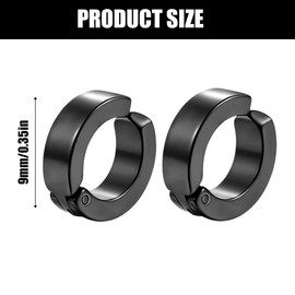 2 Pairs of Piercing Clip Earrings for Men Women, Stainless Steel Earrings Men, Non Piercing Earrings Set, Black, Silver Tone, Hoop Earrings Stainless Steel without Hole, Fake Ear Clips, Folding Hoop