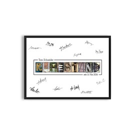 Abschiedsgeschenk Poster Bild Kollegin Kollegen für Unterschriften | Lieblingskollegin Abschied | Arbeitskollegin Rente Ruhestand Pension | Personalisierbar (Ruhestand)