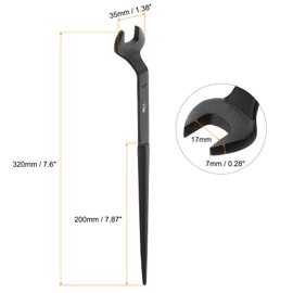 sourcing map Single Open End Spanner Wrench 17mm 15 Degree Angle Single Open End Metric Construction Spanner Wrenches with 60°Offset Handle for Automotive Mechanical Maintenance
