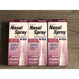 Pure-Aid 3x Original Nasal Decongestant Spray Pure-Aid No Drip 0.5oz (15ml)