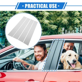 VekAuto 4 Pcs Pillar Posts Door Window Trim Cover Compatible for Dodge for Ram 1500 2009-2018, Durable Plastic Silver Tone Anti Scratch Stickers Door Pillar Moldings Cover