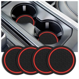 4PCS Car Coasters for Cup Holders Insert,Honeycomb Car Cup Coasters Provide Non-Slip&Car Decorations,Universal Car Cup Holder Coasters for Car Accessories Interior (Red)