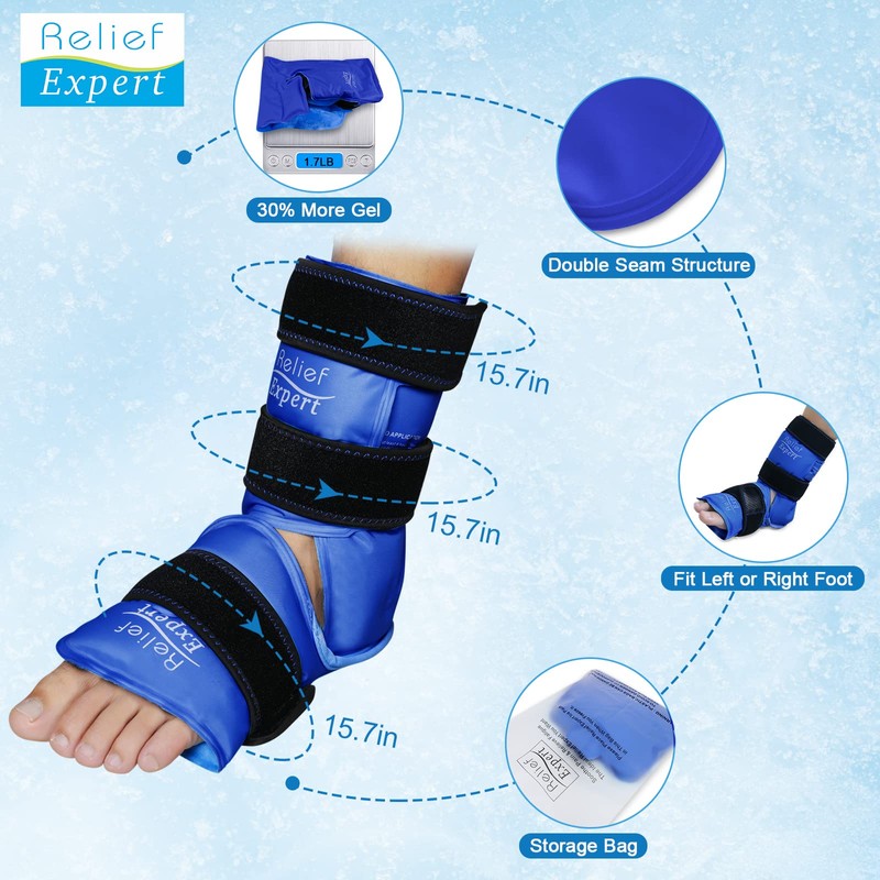 Relief Expert Ankle Ice Pack Wrap 2 Packs – Reusable