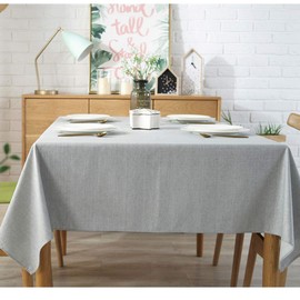 Bringsine Vinyl Rectangle Table Cloth Farmhouse Tablecloth Waterproof Anti-Shrink Soft and Wrinkle Free Resistant Decorative Table Cover for Kitchen(Oblong,53" x 53",Gray)