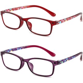 RaoOG Blue Light Blocking Reading Glasses for Women, 2 Pack Stylish Computer Readers, Lightweight Eyeglasses Anti Eyestrain/Glare/UV +2.0