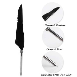 Conjunto de plumas de plumas, portátil de cuero retro + pluma pluma de pluma Dip tinta de lápiz de escritura de pluma caligrafía pluma con conjunto de botellas de tinta conjunto de papelería caja