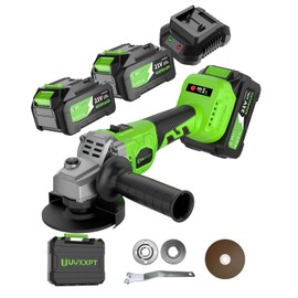 21V Cordless Angle Grinder with 2 x 4.0Ah Battery and Fast Charger, 3 Speed Adjustable Brushless Grinder 8500 RPM w/ 4-1/2" Cutting Wheels for Precision Cutting and Grinding