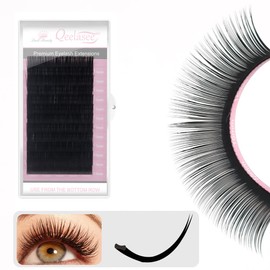 Qeelasee Ellipse Eyelash Extension 0.15 D Curl 10mm Flat Eyelashes False Mink Individual Eyelash Extension Professional Salon Used Black Mink False Lashes Mink Lashes Extensions